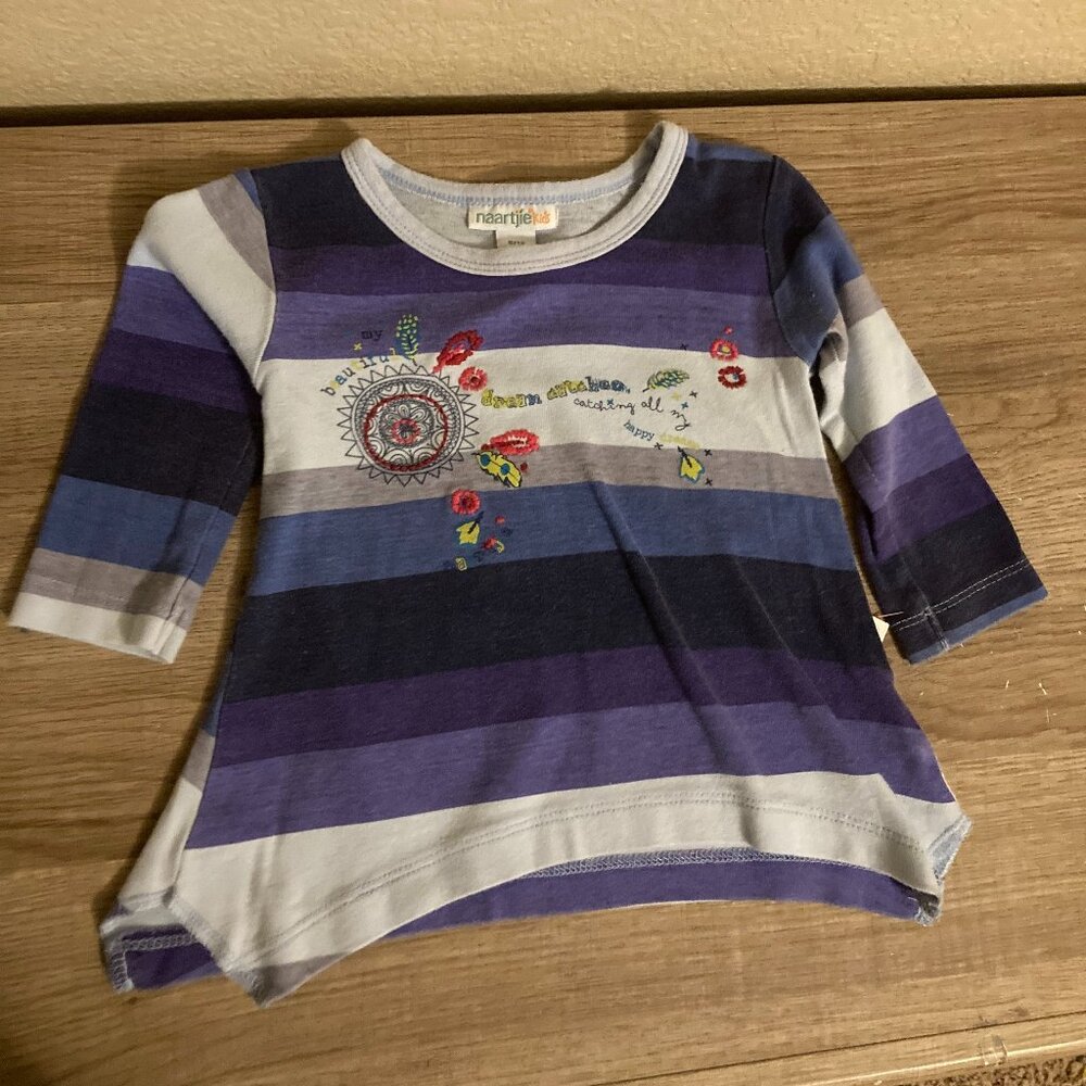 Naartjie Kids Long Sleeve Top 6-12 Months Dreamcatcher Graphic Striped Cotton
